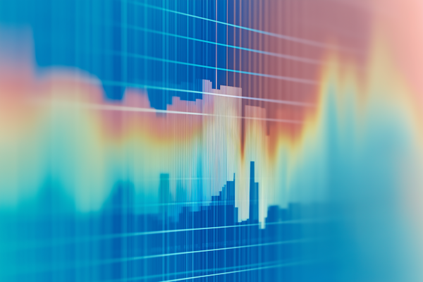Schermo con grafici di trading e analisi di mercato azionario